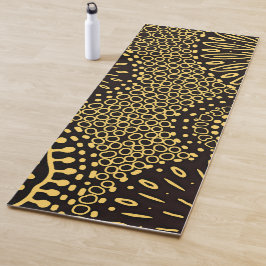 Boho Schwarz Gold Ethnisches Blumen-Yoga-Matte Yogamatte