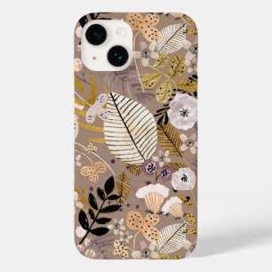 Boho Schwarz Weiß Gold Pfirsich Linienzeichnung Bl Case-Mate iPhone 14 Hülle