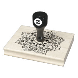 Boho Schwarz-weiße Mandala Blütenfarbe Gummistempel