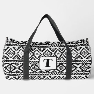 Boho Schwarz-weißes ethnisches Muster 4 Duffle Bag