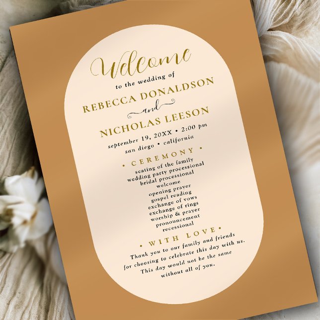 Boho Script Calligraphy Wedding Program (Von Creator hochgeladen)