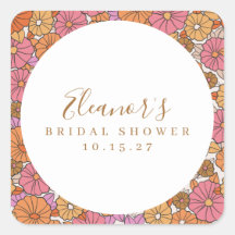 Boho Script Ochre Pink Floral Brautparty Custom