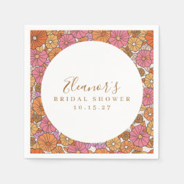 Boho Script Ochre Pink Floral Brautparty Custom Serviette