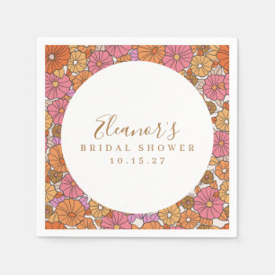 Boho Script Ochre Pink Floral Brautparty Custom Serviette