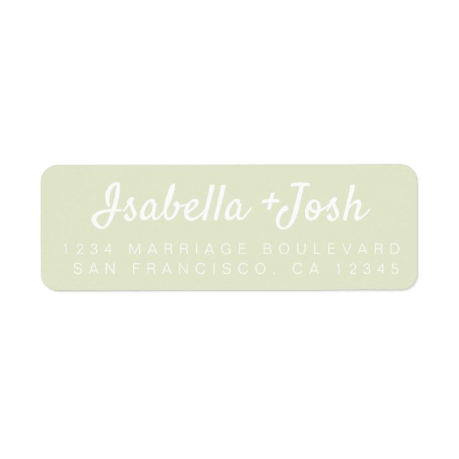 Boho Script Pastel Green Wedding Rücksendeadresse (Vorne)