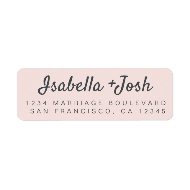 Boho Script Pastel Pink Wedding Rücksendeadresse (Vorne)