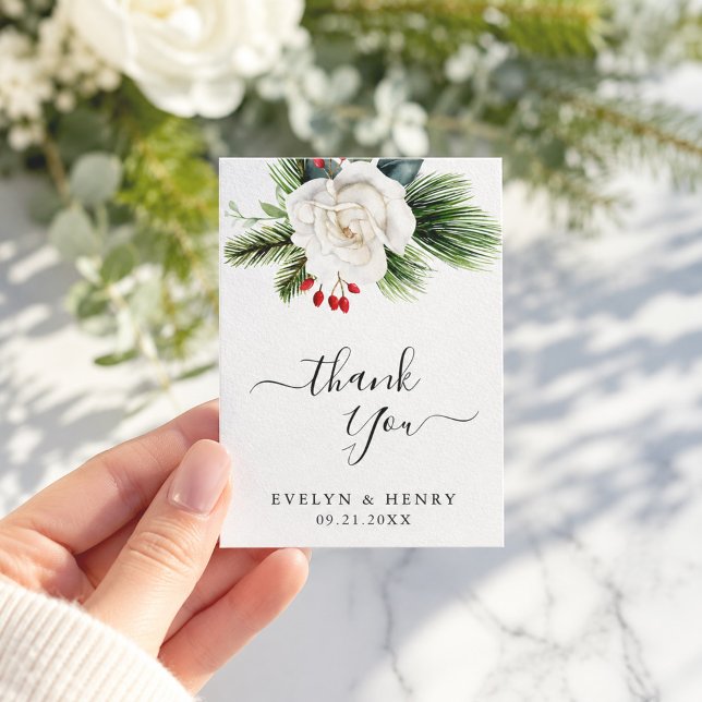 Boho Script Pine Green Wedding Budget Vielen Dank Mitteilungskarte (Von Creator hochgeladen)