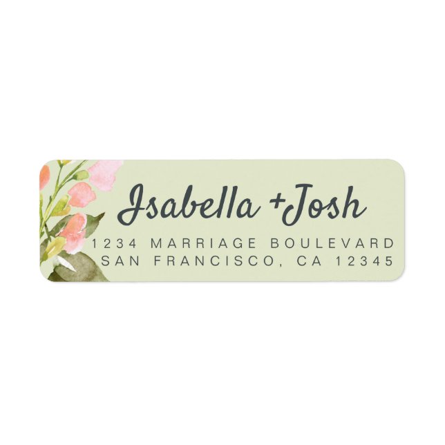 Boho Script Pink Floral Wedding Rücksendeadresse (Vorne)