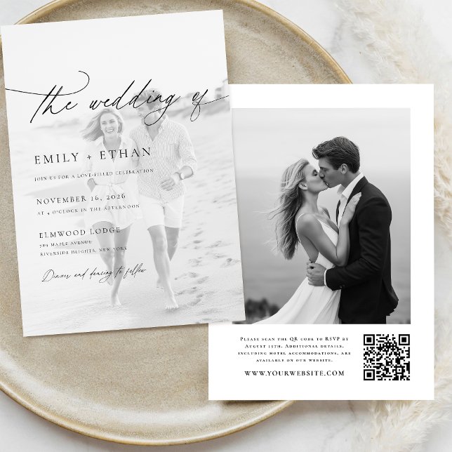 Boho-Script-QR-Code-Foto-Hochzeit Einladung (Von Creator hochgeladen)