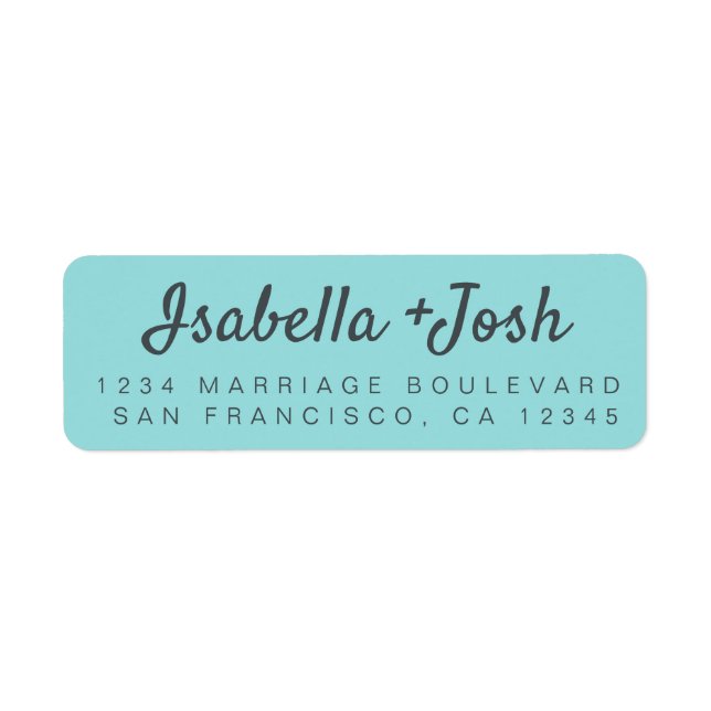Boho Script Turquoise Wedding Rücksendeadresse (Vorne)