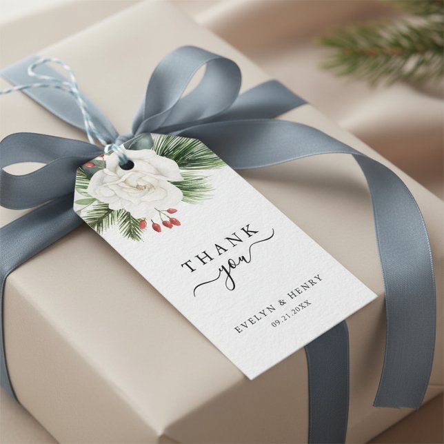 Boho Script Typografie Evergreen Wedding Vielen Da Geschenkanhänger (Von Creator hochgeladen)