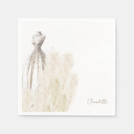 Boho Script Wedding Dress Brautparty Cocktail Serviette