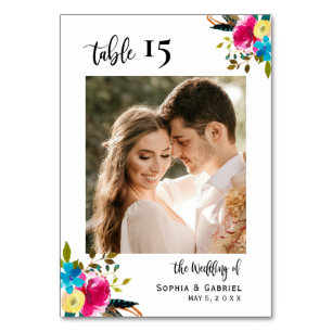 Boho Script Wedding Tischnummern Doppelseitig