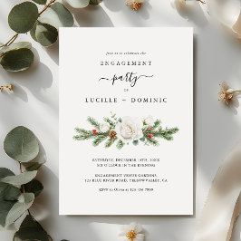 Boho Script Winter Evergreen Engagement Party Einladung