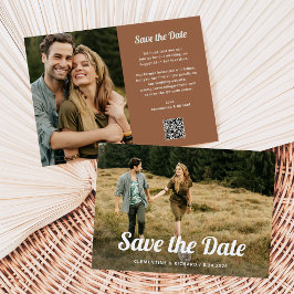 Boho Script | Zwei Foto- und QR-Code Save The Date