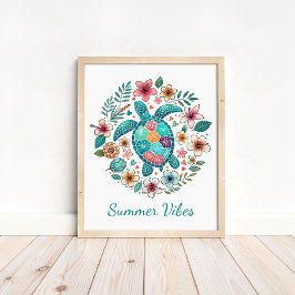 Boho Sea Turtle Art Print - The Ocean Wall Art Poster