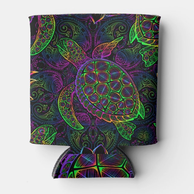 Boho Sea Turtle: Psychedelic Mandala Pattern Dosenkühler (Vorderseite)