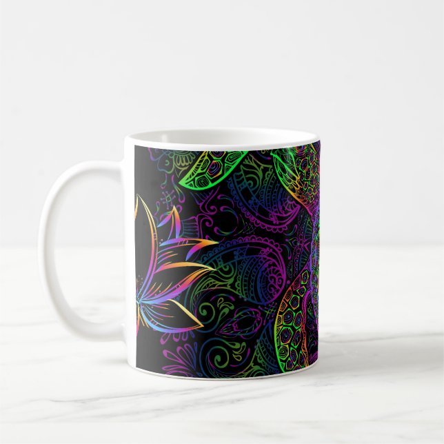 Boho Sea Turtle: Psychedelic Mandala Pattern Kaffeetasse (Links)