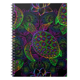 Boho Sea Turtle: Psychedelic Mandala Pattern Notizblock