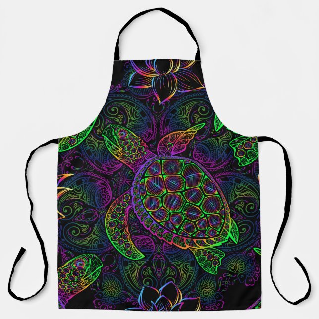 Boho Sea Turtle: Psychedelic Mandala Pattern Schürze (Vorderseite)