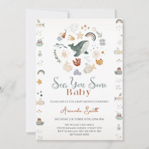 Boho Sea You Soon Nautische Babyparty-Einladung Einladung