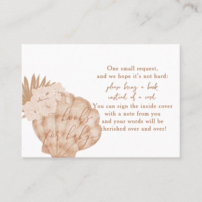 Boho Seashell Baby Duschbücher für Babykarten Platzkarte (Vorderseite)