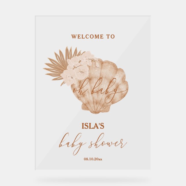 Boho Seashell Baby shower Bienvenue (Recto)