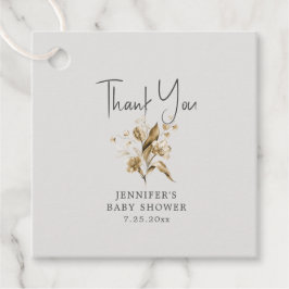 Boho Sepia Floral Baby Shower Fevor Tags Geschenkanhänger