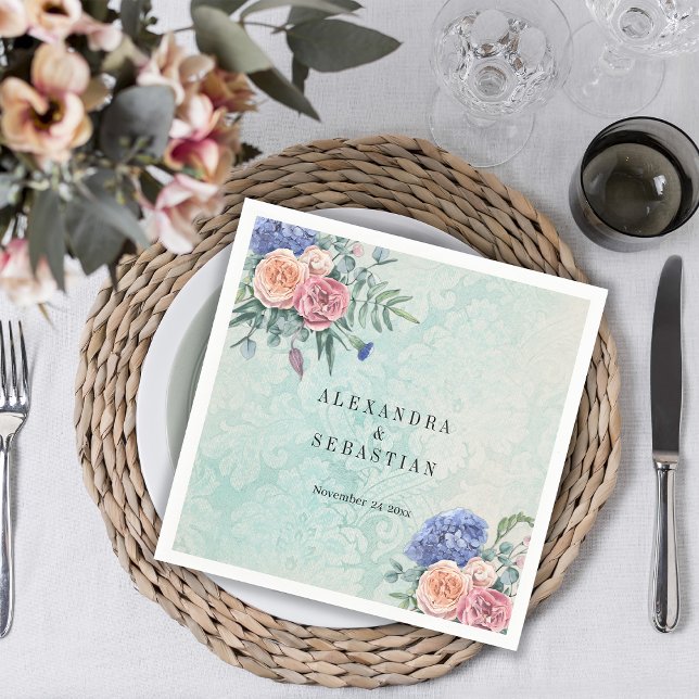 Boho Shabby Chic Blume Grüne Rustikale Hochzeit Serviette (Von Creator hochgeladen)