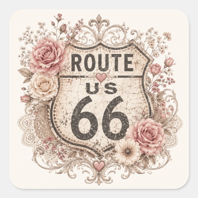 Boho Shabby Chic Mother Road Aufkleber (Vorderseite)