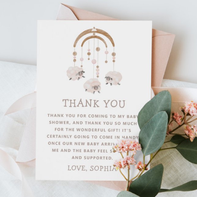 Boho Sheep Mobile | Neutrale Babyduschkarte Dankeskarte (Von Creator hochgeladen)