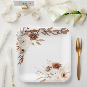 Boho Sienna und Beige Teller von Blumenblättern