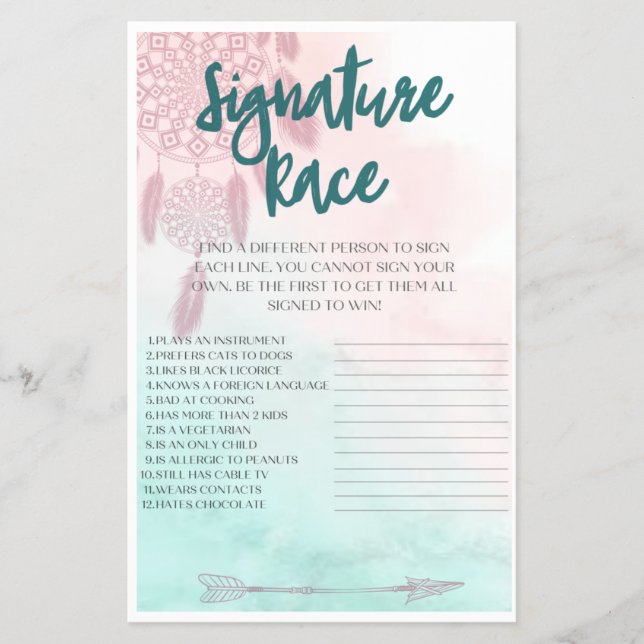 Boho Signature Race Baby Showspiel Flyer (Vorne)