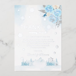Boho Silver Snowflake Winter Baby Dusche Danke Folieneinladung