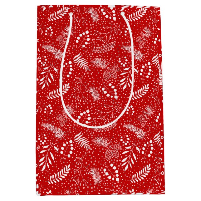 Boho Simple Blätter Weihnachten Mittlere Geschenktüte (Vorderseite)