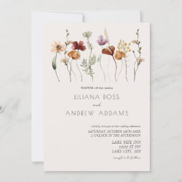 Boho Simple Fleur sauvage Faire-part de mariage
