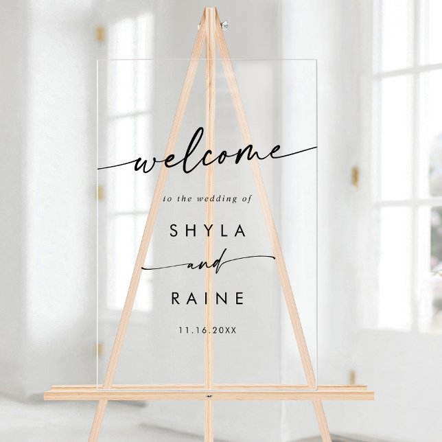 Boho Simple Modern Clear Acrylic Wedding Empfang Acrylschild (Boho Simple Modern Clear Acrylic Wedding Welcome Acrylic Sign)