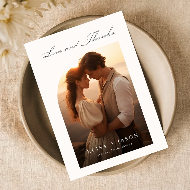Boho Simple Modern Foto Wedding Dankeskarte (Von Creator hochgeladen)