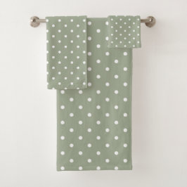 Boho Simple Modern Neutral Polka Dot Sage Green Badhandtuch Set