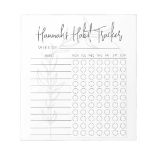 Boho Simple Script Weekly Habit Tracker Notepad Notizblock