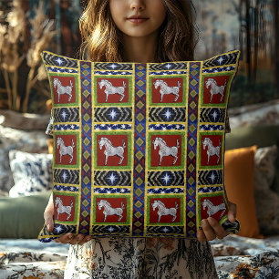 Boho Sinti und Roma Folk Art Colonial Hütte Kissen