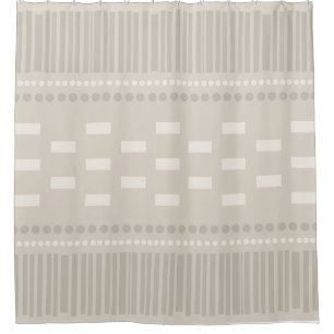 Boho skandinavische Lines Dots Taupe Duschvorhang