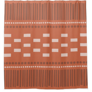 Boho skandinavische Linien Dots Rust Duschvorhang