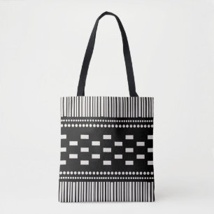 Boho skandinavische Linien Dots Schwarz-weiß Tasche