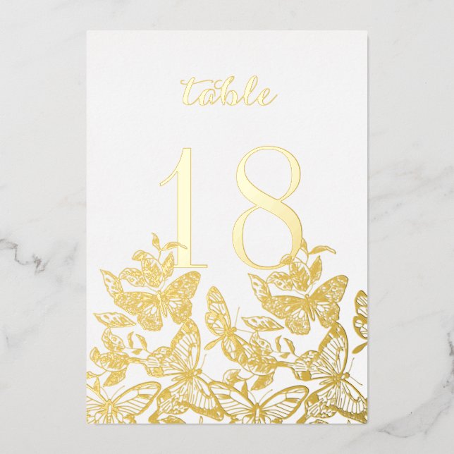 Boho Sketched Butterfets Gold Tischnummern (Vorderseite)