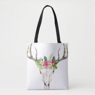 Boho Skull Bouquet Tote Bag Tasche