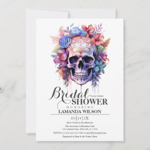 Boho Skull Gothic Watercolor Brautparty Einladung