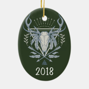 Boho Skull Keepake Jahr Keramik Ornament