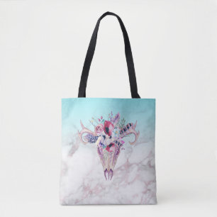 Boho Skull & Marble Ombre Tasche