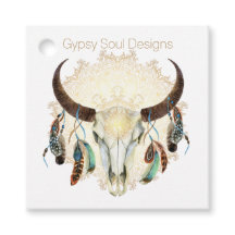 Boho Skull mit Feathers